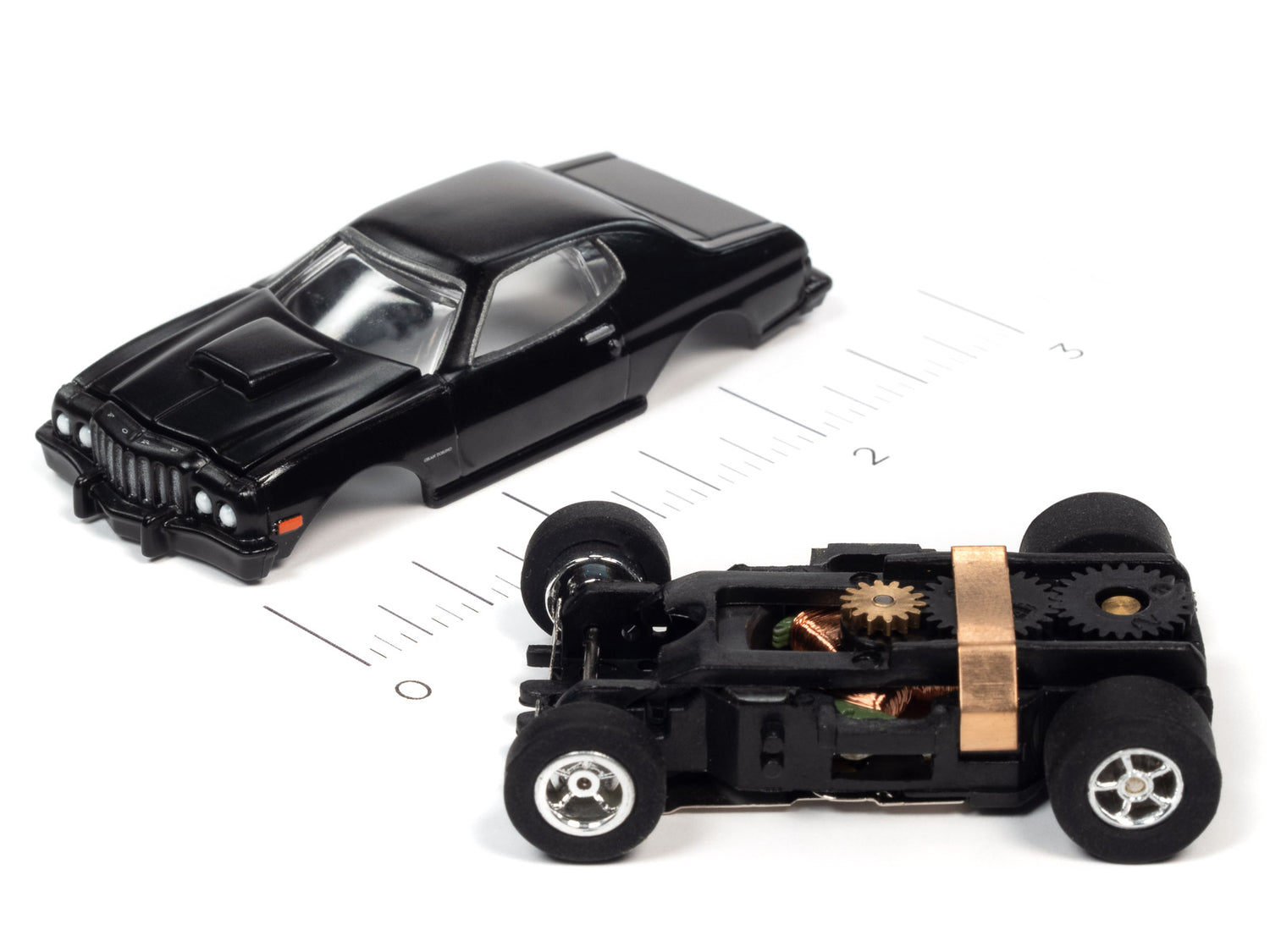Auto World Xtraction R34 1976 Ford Torino (Black) HO Scale Slot Car