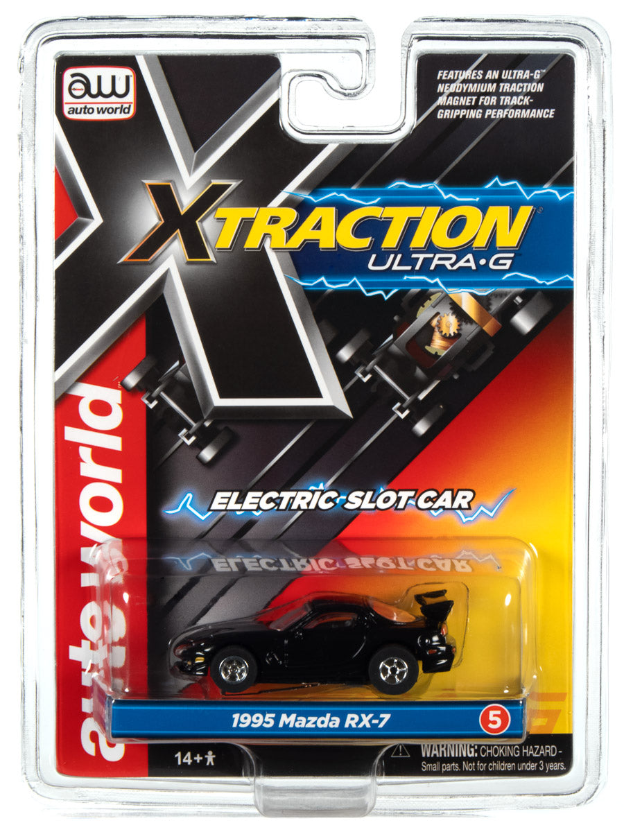 Auto World Xtraction R34 1995 Mazda RX7 (Black) HO Scale Slot Car