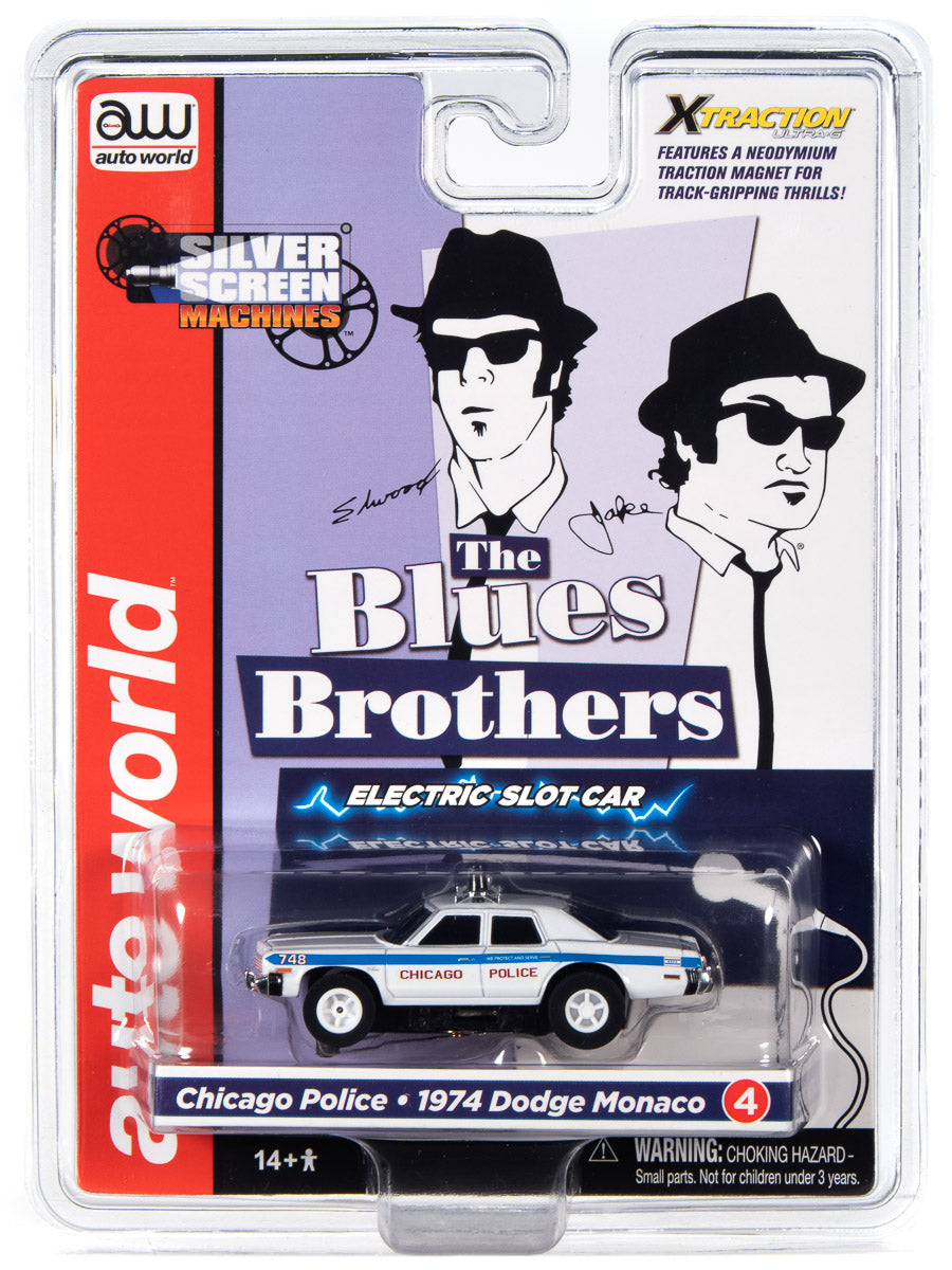 Auto World Xtraction R36 Blues Brothers - Chicago Police 1974 Dodge Monaco HO Scale Slot Car