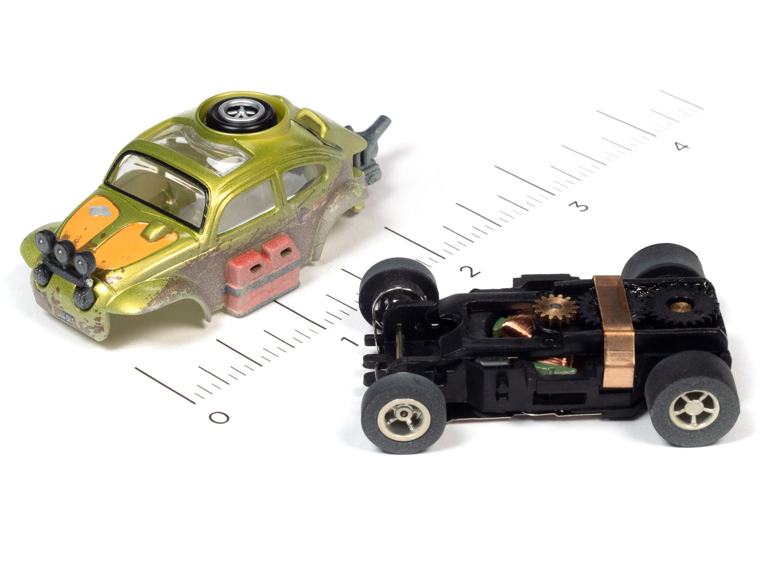 Auto World Xtraction 1965 Volkswagen Baja Bug (Green) HO Scale Slot Car