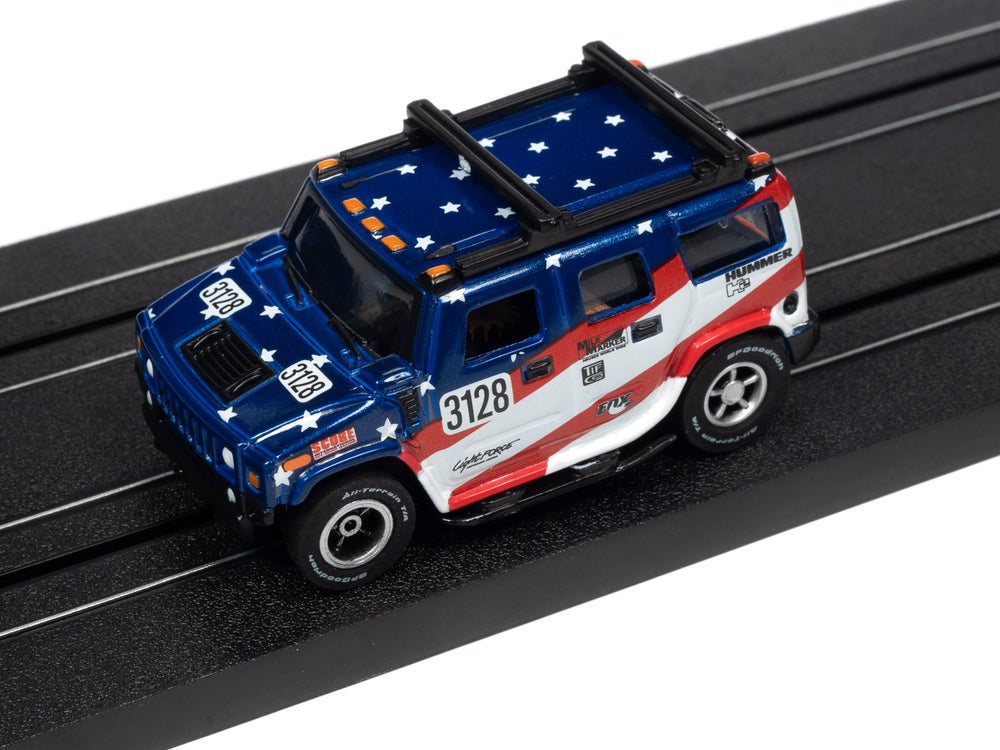 Auto World Xtraction Rally 2005 Hummer H2 (blue) HO Scale Slot Car