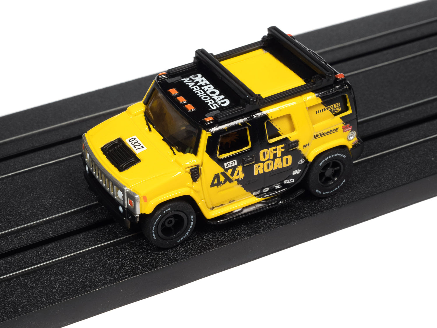 Auto World Xtraction Off Road 2005 Hummer H2 (Yellow) HO Scale Slot Car