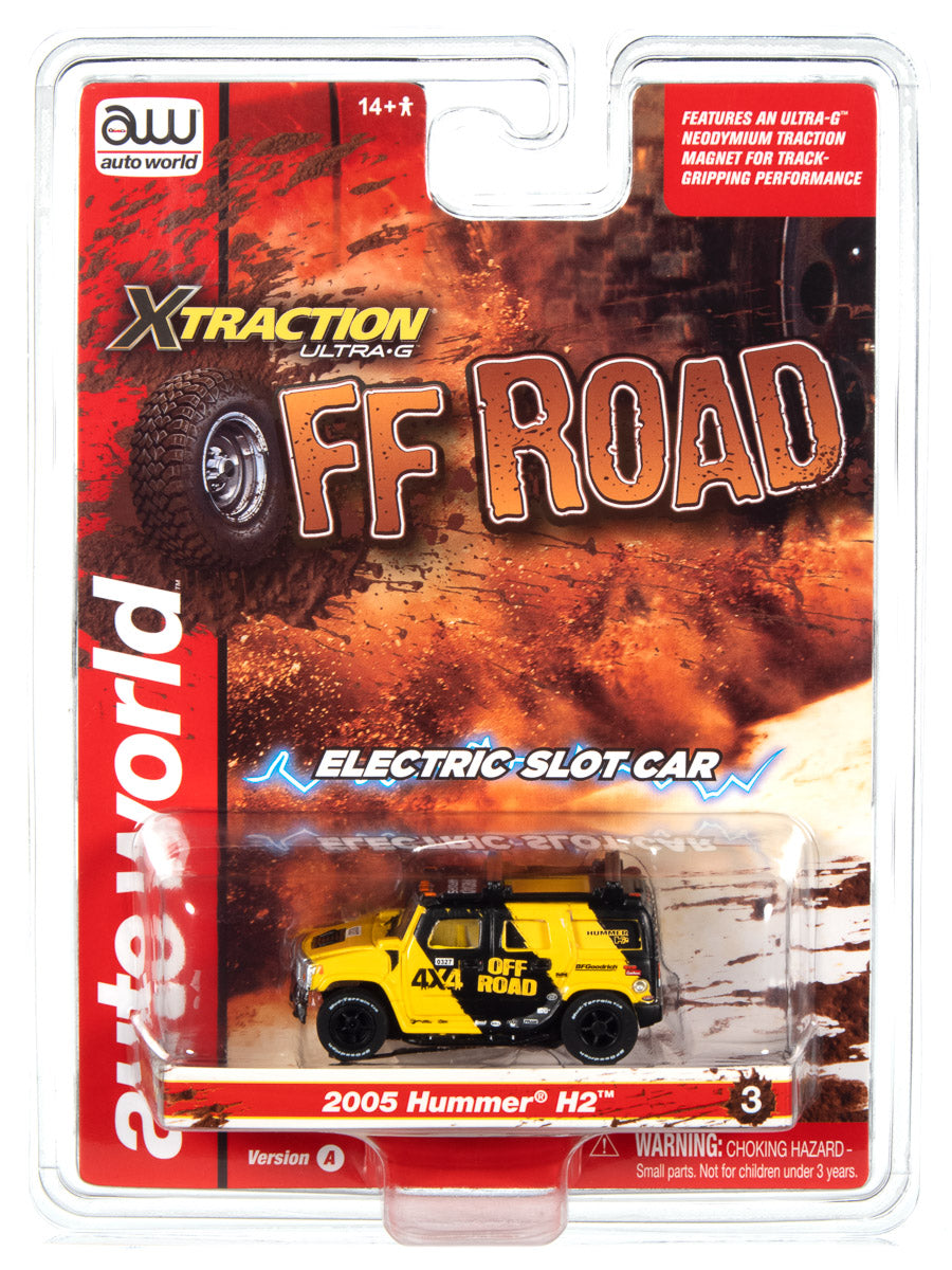 Auto World Xtraction Off Road 2005 Hummer H2 (Yellow) HO Scale Slot Car