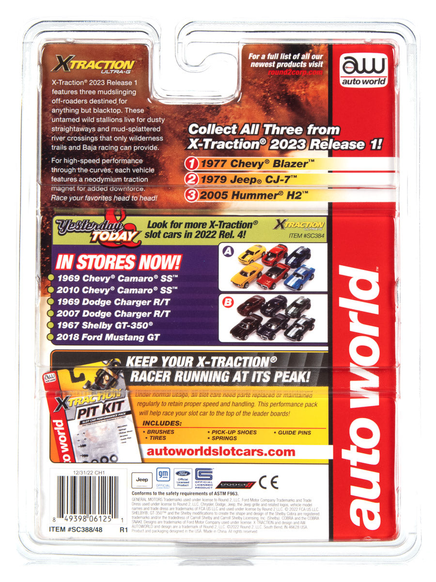 Auto World Xtraction Off Road 2005 Hummer H2 (Yellow) HO Scale Slot Car