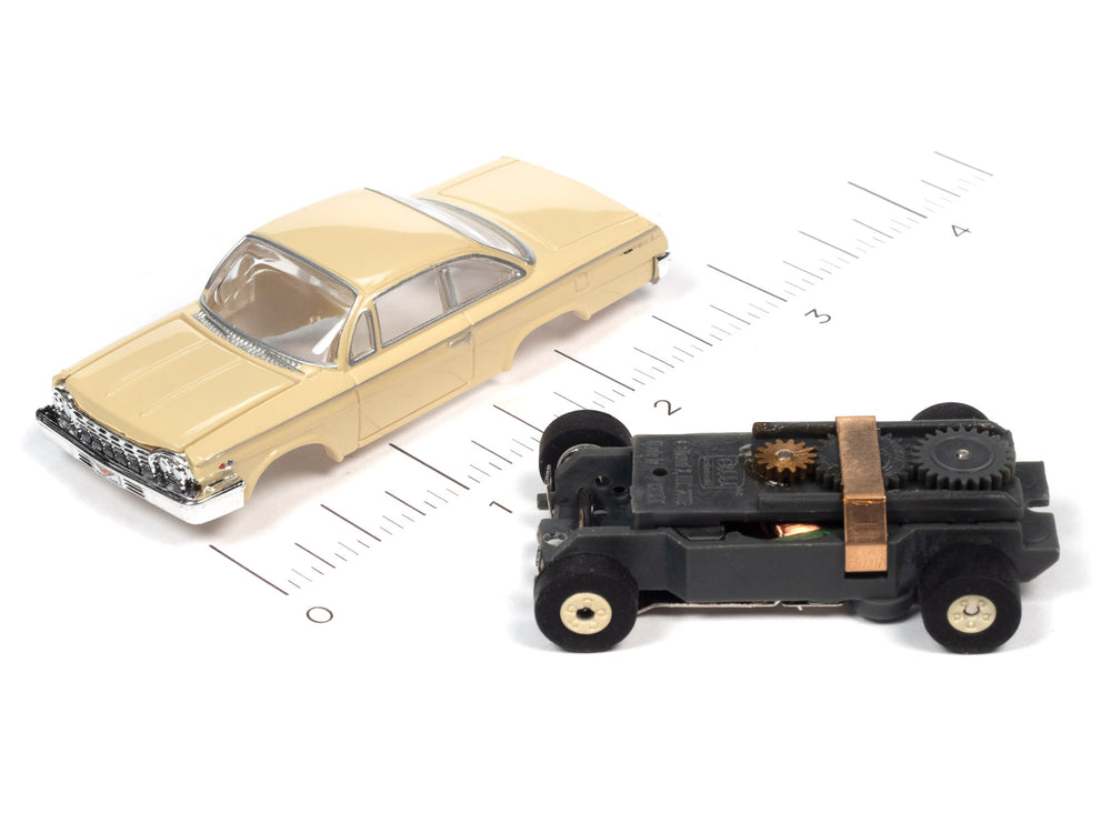 Auto World Thunderjet OK Used Cars 1962 Chevrolet Bel Air Coupe (Tan) HO Scale Slot Car