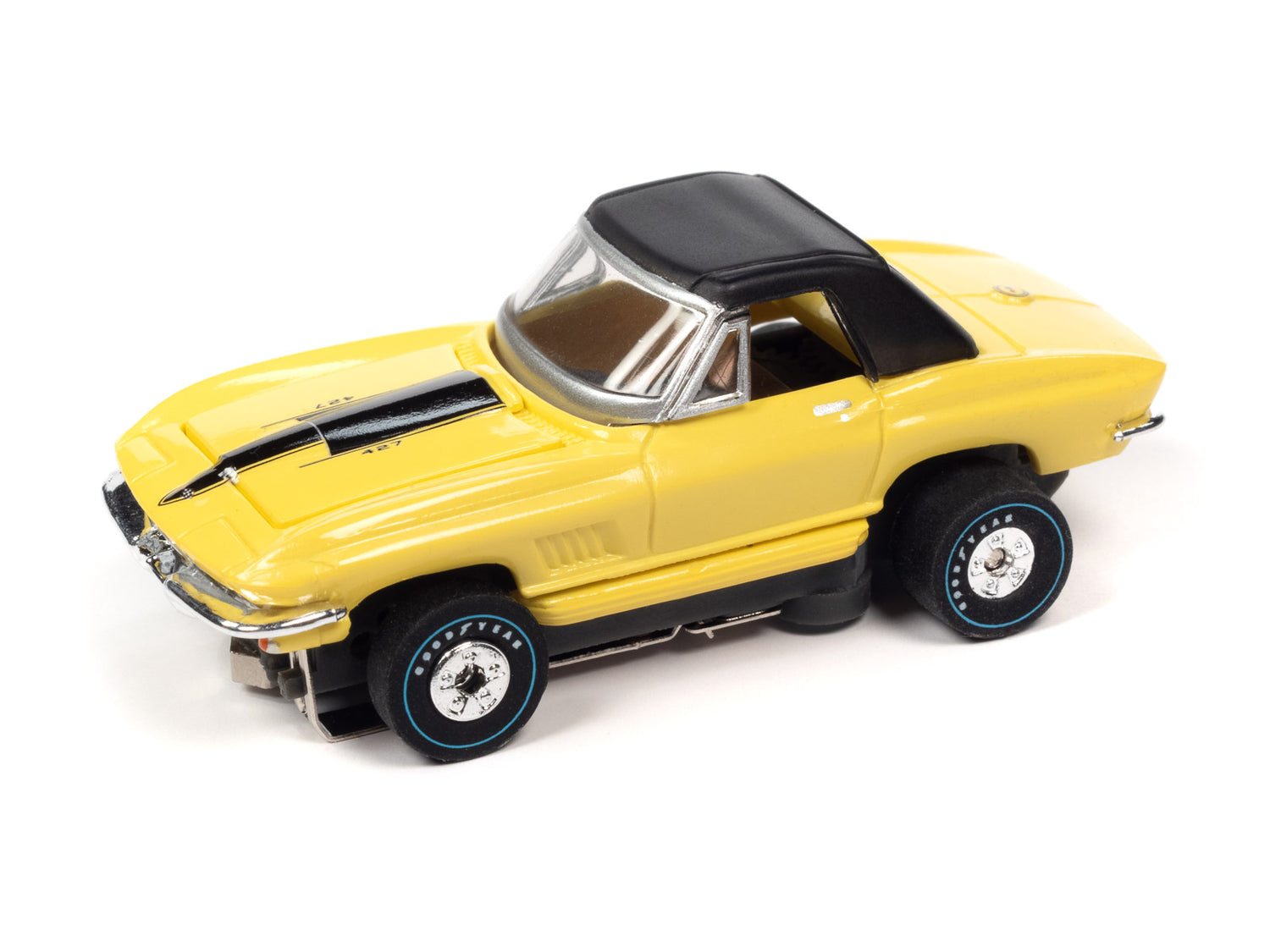 Auto World Thunderjet OK Used Cars 1967 Chevrolet Corvette (Yellow) HO Scale Slot Car