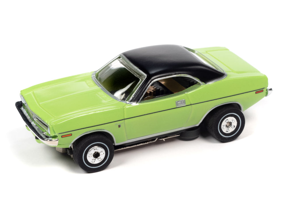 Auto World Thunderjet OK Used Cars 1970 Plymouth Barracuda Gran Coupe (Green) HO Scale Slot Car