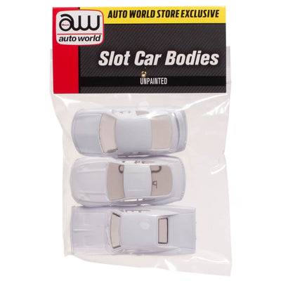 Auto World Xtraction '69 Charger, '07 Charger, '16 Mustang HO Scale Unpainted Bodies (3-pack)