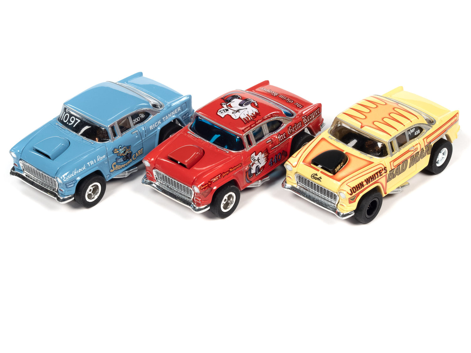 Auto World Xtraction 1955 Chevrolet Bel Air Gassers  (3 Car Set) (AW Exclusive) Slot Cars HO Scale