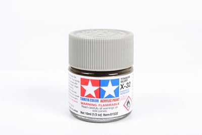 Tamiya Acrylic Mini X32, Metallic Titanium Silver 10ml Bottle