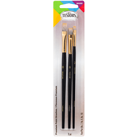 Testors 3 Piece Premium Flat Brush Set