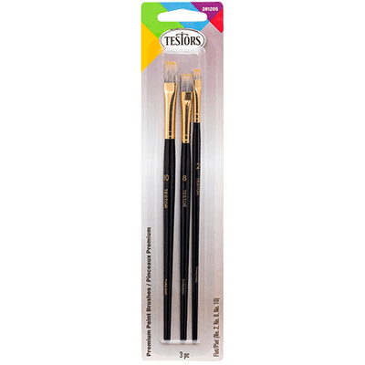 Testors 3 Piece Premium Flat Brush Set