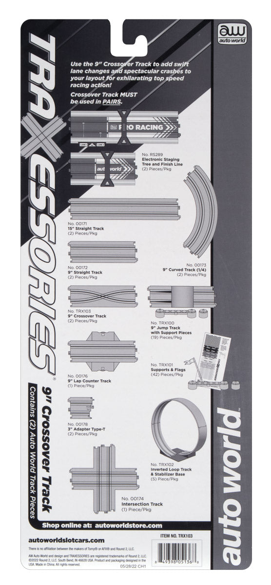Auto World 9" Crossover Track (2-Pack) HO Scale