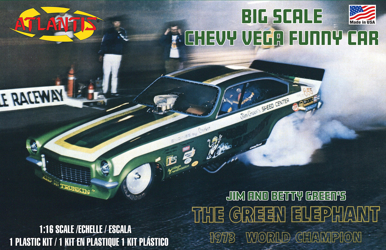 Atlantis The Green Elephant Chevy Vega Funny Car 1:16 Scale Model Kit