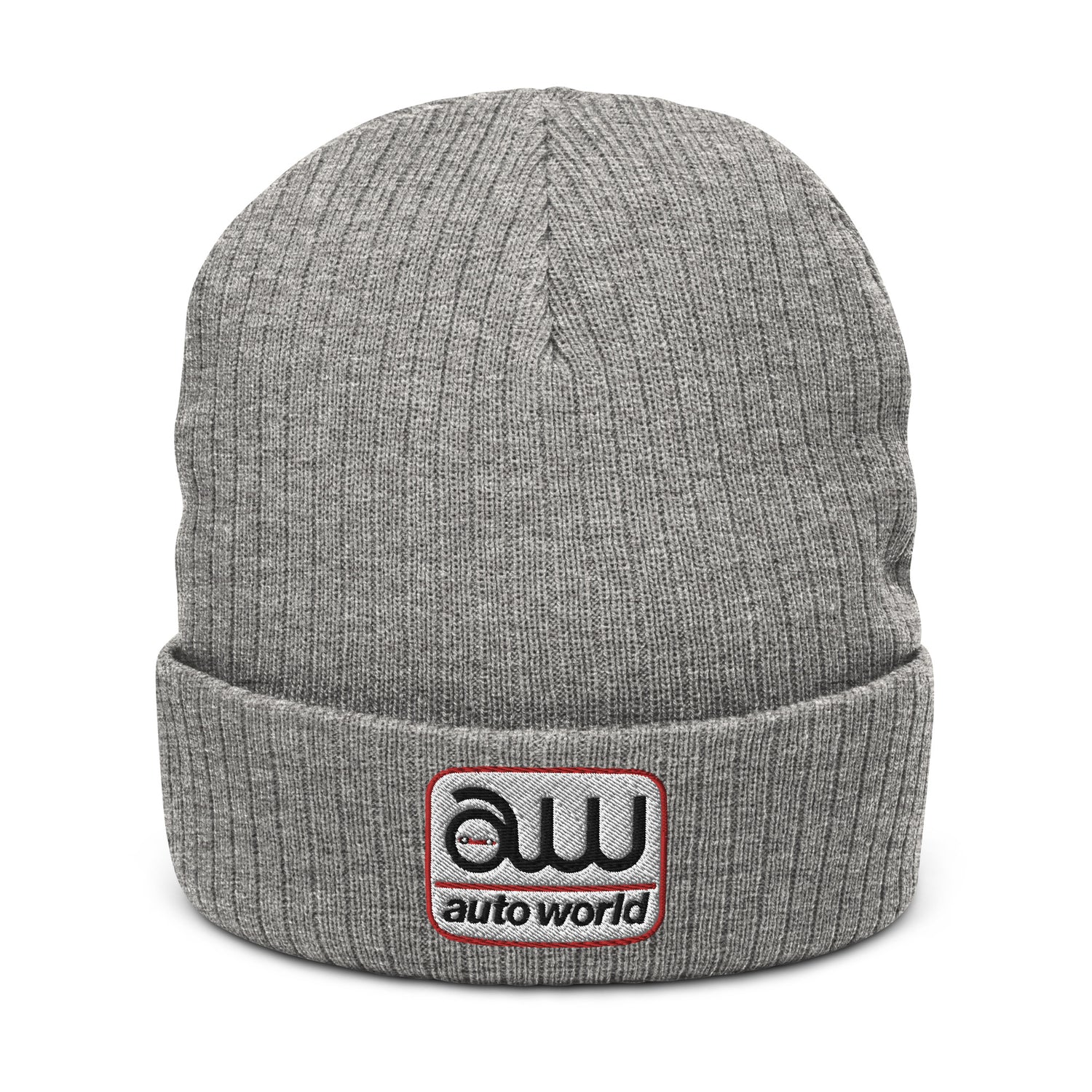 AUTO WORLD LOGO PRINTED RIBBED KNIT BEANIE